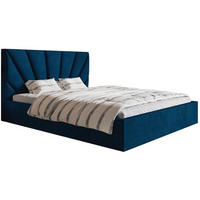 BETT Blau SIM 3 Gepolstert 160x200 cm - Blau/Schwarz, Textil/Metall (160/200cm) - Sepro Meble