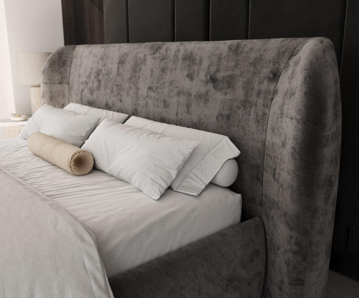 POLSTERBETT Bellano mit Stauraum 140/200 cm Stahl im Lotta Stoff - Schwarz/Graphitfarben, Holz/Holzwerkstoff (140/200cm) - AltaBeds