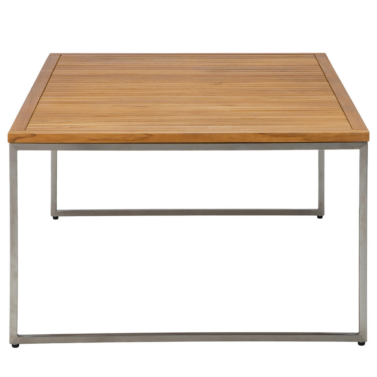 COUCHTISCH - Teak massiv / Edelstahl - Silberfarben/Braun, Holz/Metall (70/120/42cm) - home24