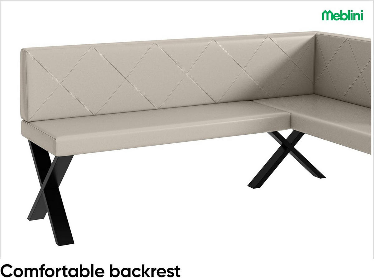 ECKBANK ERIC_X - Beige, Leder (128/168cm) - Meblini