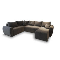 WOHNLANDSCHAFT MADISON XL L-S Grau Dünner Stoff mit Schlaffunktion - Grau, Holz (303/82/208cm) - MASSENO