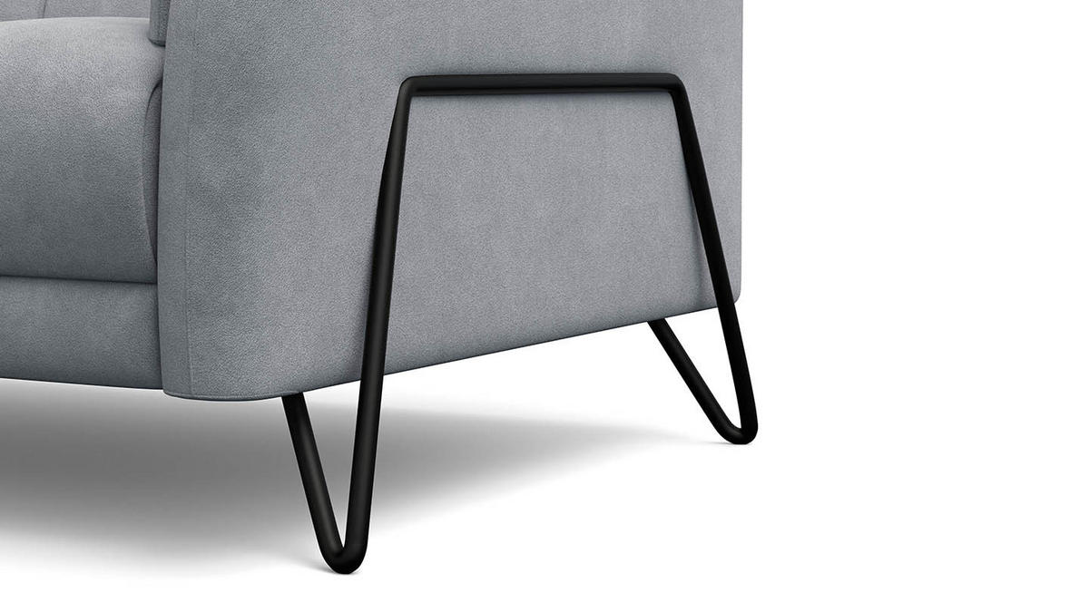 SOFA RODEN 2-Sitzer, hellgrau, Veloursstoff - Hellgrau, Holz/Textil (152/82/103cm) - Wozimo