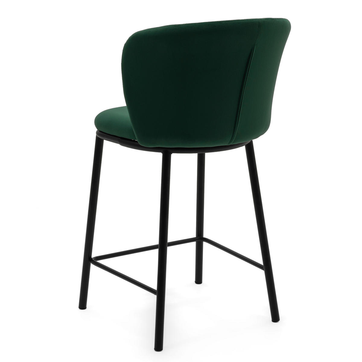 BARHOCKER BARI gepolsterter mit Steppung - grün - Samt Velour - Schwarz/Grün, Textil/Metall (55/94/57cm) - NEW HOME