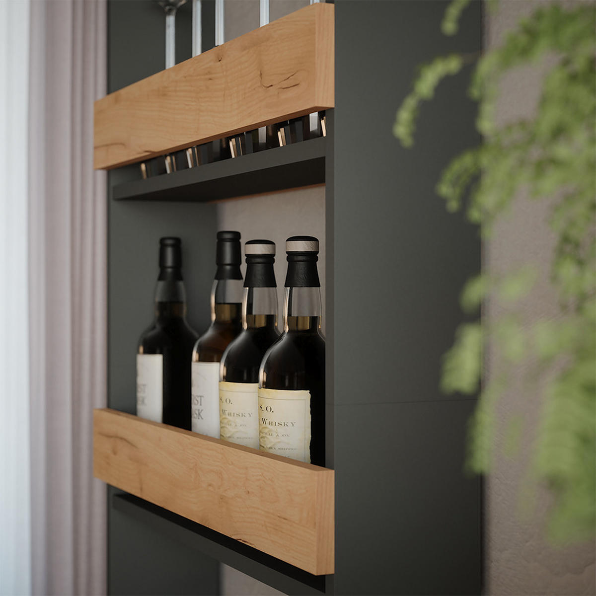 STOJAN NA SKLENIČKY NA VÍNO Repose Zlatý dub power/antracit - medově dubová/antracitová, kompozitní dřevo (60/180/15.1cm) - Vicco