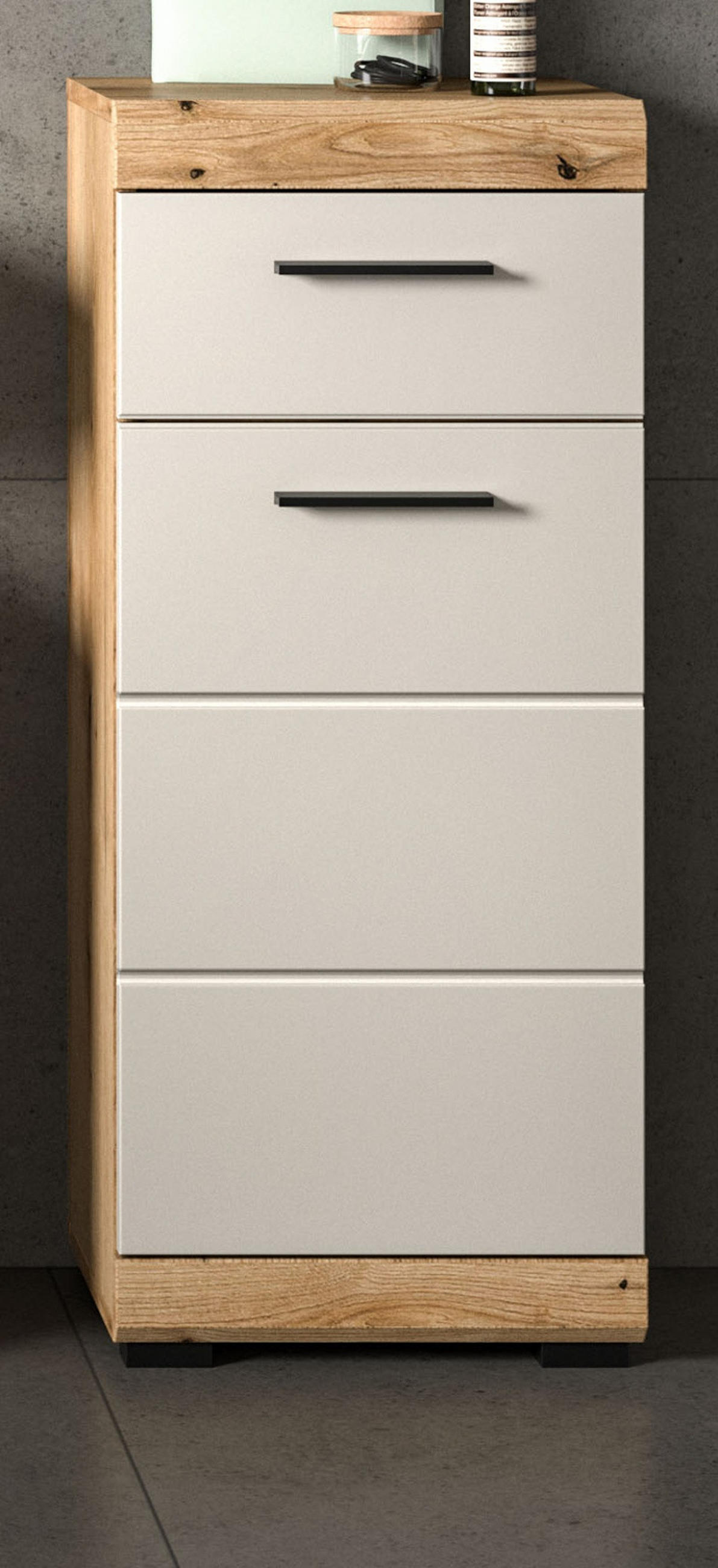 BADKOMMODE Sand Kashmir, Evoke Eiche, Badschrank 37 x 88 cm Shawn - Kastanienfarben/Kaschmir, Holzwerkstoff/Kunststoff (37/88/31cm) - Inn.Furn