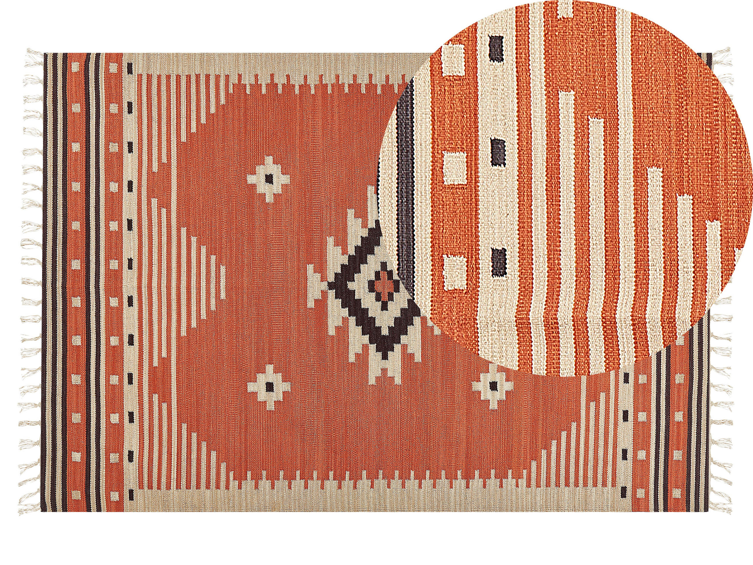 KELIM-TEPPICH Gavar 200/140 cm - Orange, Textil (140/200cm) - Beliani