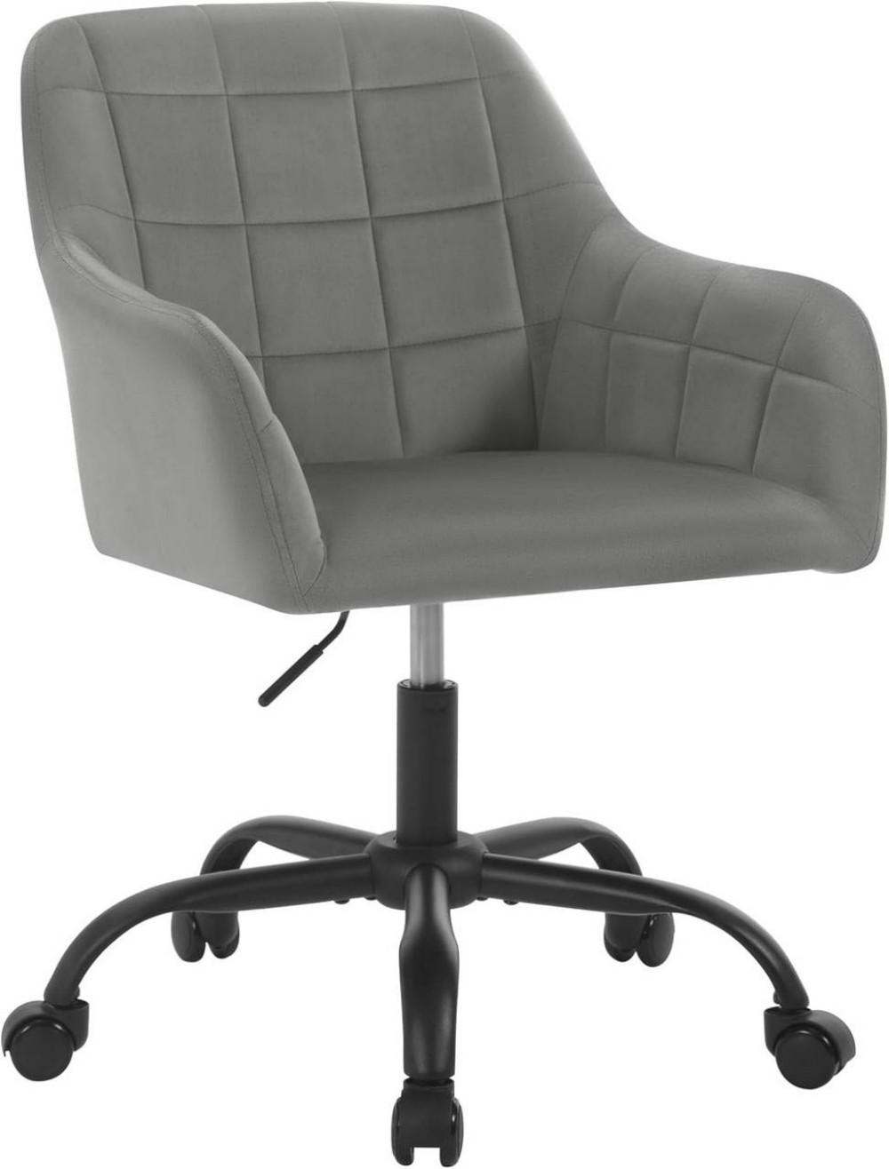 DREHSTUHL drehbar, Bürostuhl ergonomisch, Samt, Dunkelgrau - Dunkelgrau/Schwarz, Kunststoff/Textil (58/77/61cm) - Woltu