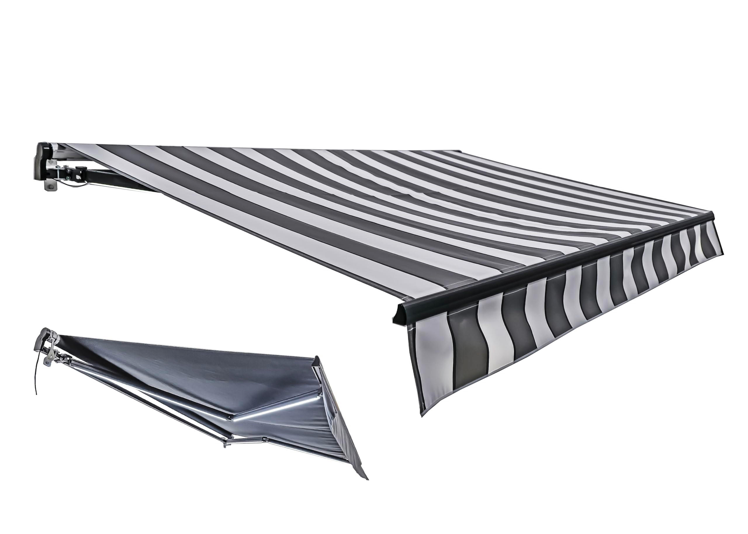 GELENKARMMARKISE Phila 495x300cm Elektrisch mit LED Grau-Weiß Balkonmarkise - Grau, Kunststoff (300/20/495cm) - DELUKE