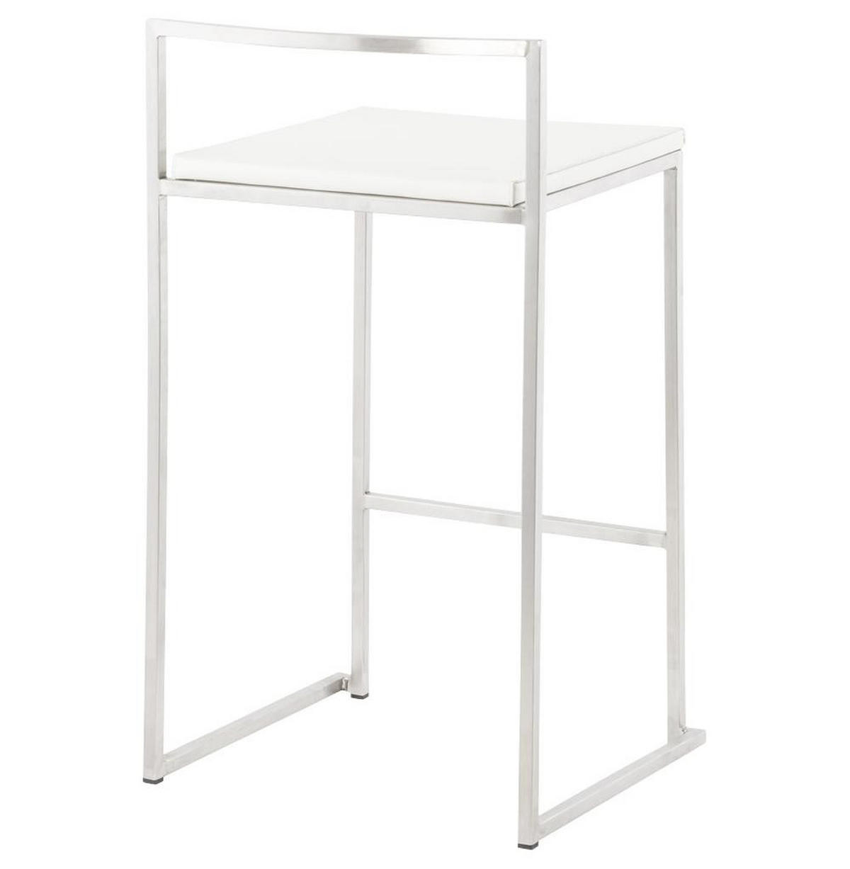BARHOCKER Kunstleder Stahlrahmen Sitzhöhe 65cm Industrial LEXARIX MINI, Weiß 44x41x76,5 cm - Silberfarben/Weiß, Kunststoff/Textil (43/77/41cm) - KADIMA DESIGN