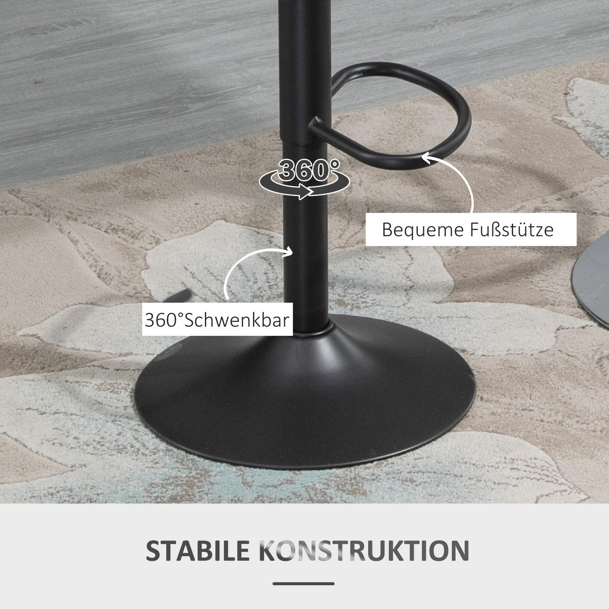 BARHOCKER, Kunstleder, Metall, Grau - Grau, Kunststoff (49/110/44cm) - HOMCOM