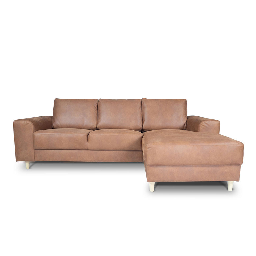 ECKSOFA cognacfarben Leder - Cognac, Leder (222/148cm) - ebuy24