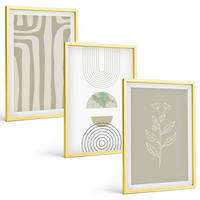 BILDER SET 3er Set - 40x60 cm Goldrahmen - Geometrische Pflanzenmuster - Goldfarben, Kunststoff (40/60cm) - TULUP