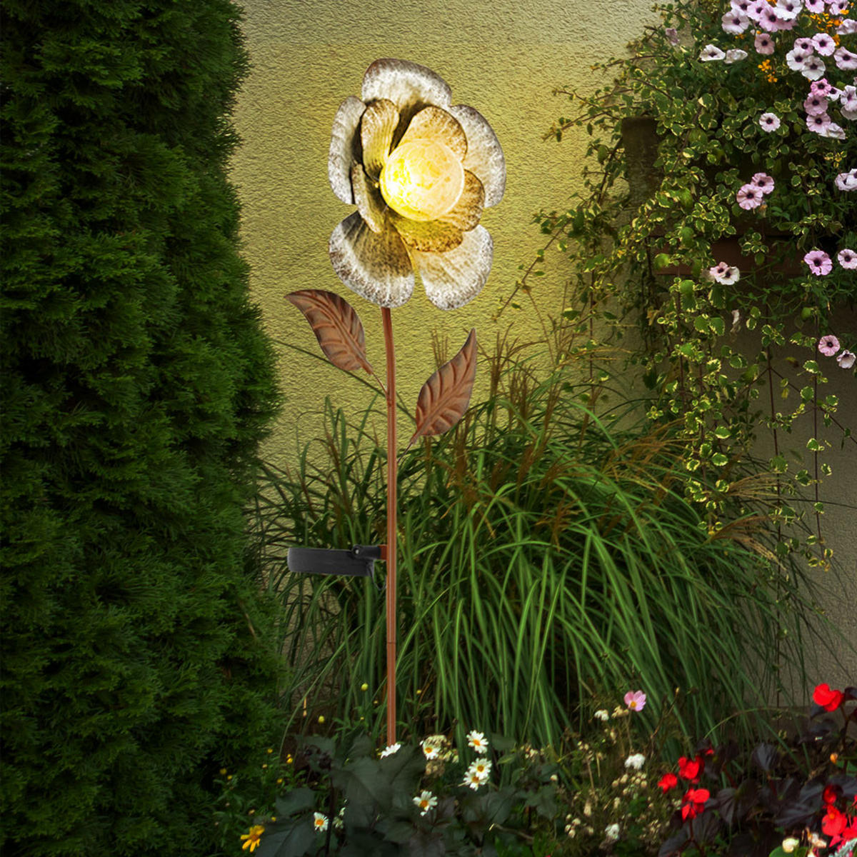 LED AUSSENLEUCHTE Blumen Design Braun - Braun, Metall (19.5/8/75cm)