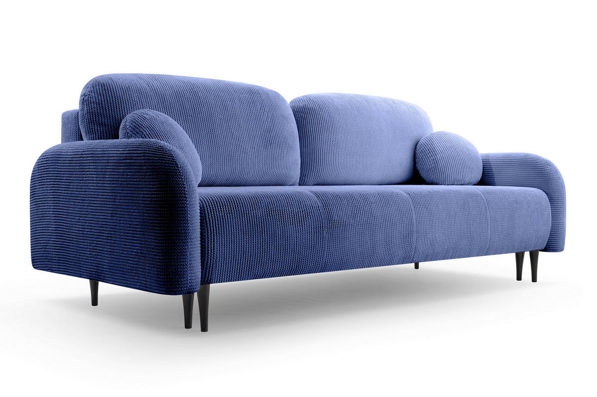 BETTSOFA VIVO Blau Geflochtener Stoff mit Schlaffunktion - Blau, Holz (230/95/102cm) - MASSENO