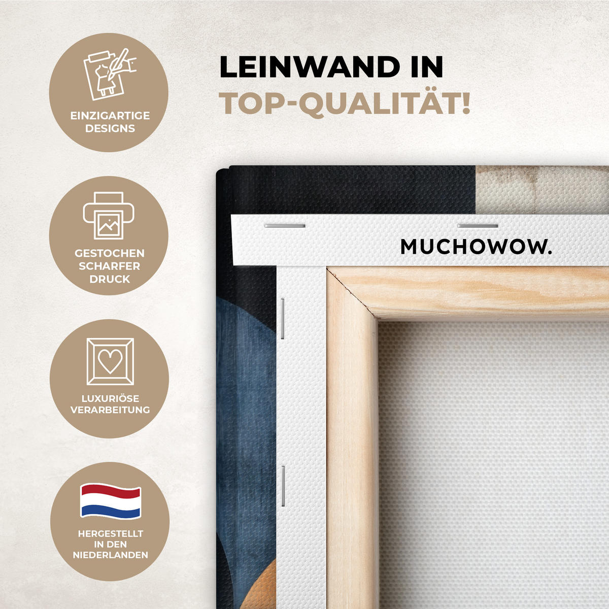 LEINWANDBILD Abstrakt - Formen - Dunkelblau 20x30 cm - Cognac, Textil (20/30cm) - MuchoWow
