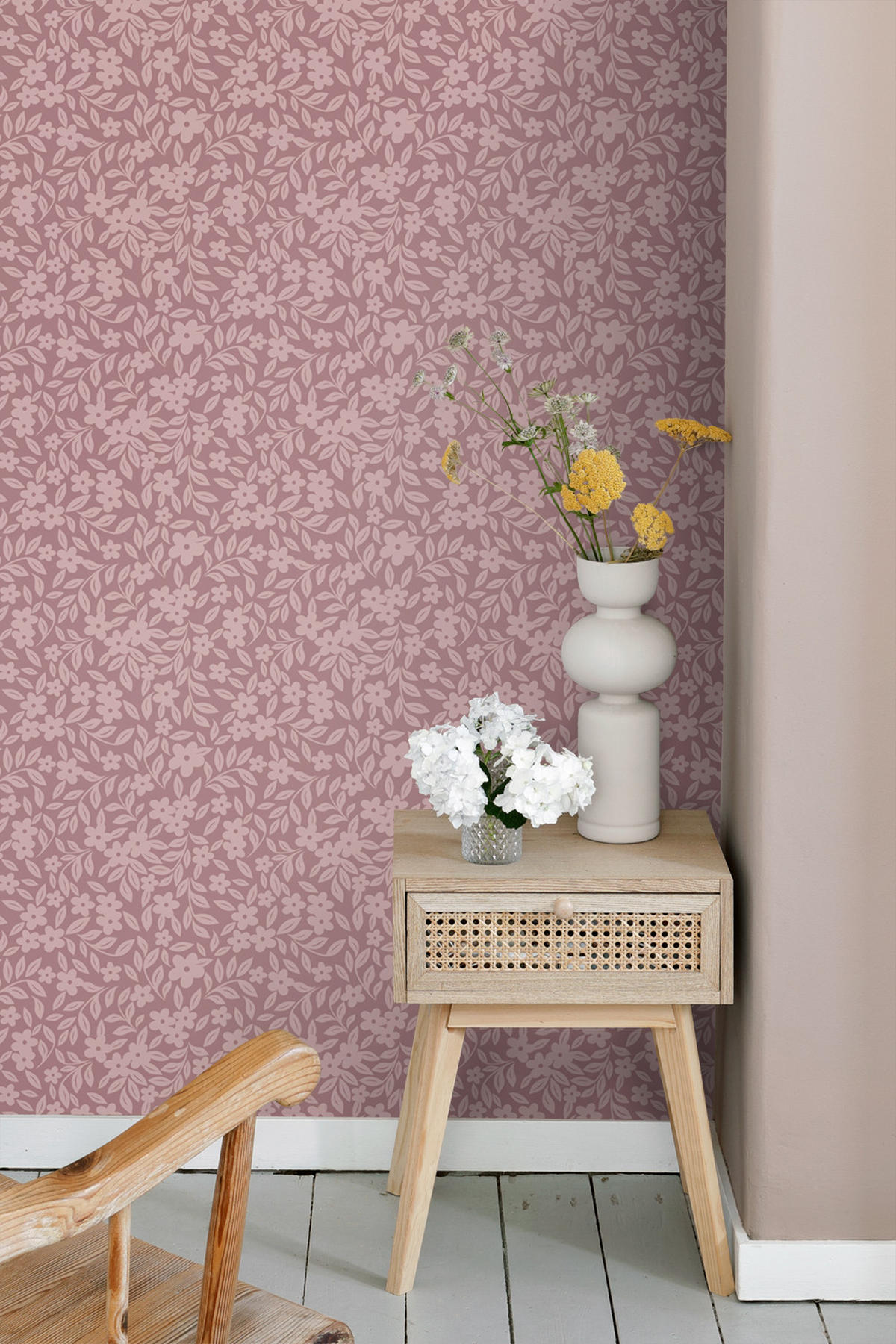 TAPETE Blumen 50 x 900 cm - Lila, Papier (50/0.1cm) - ESTAhome
