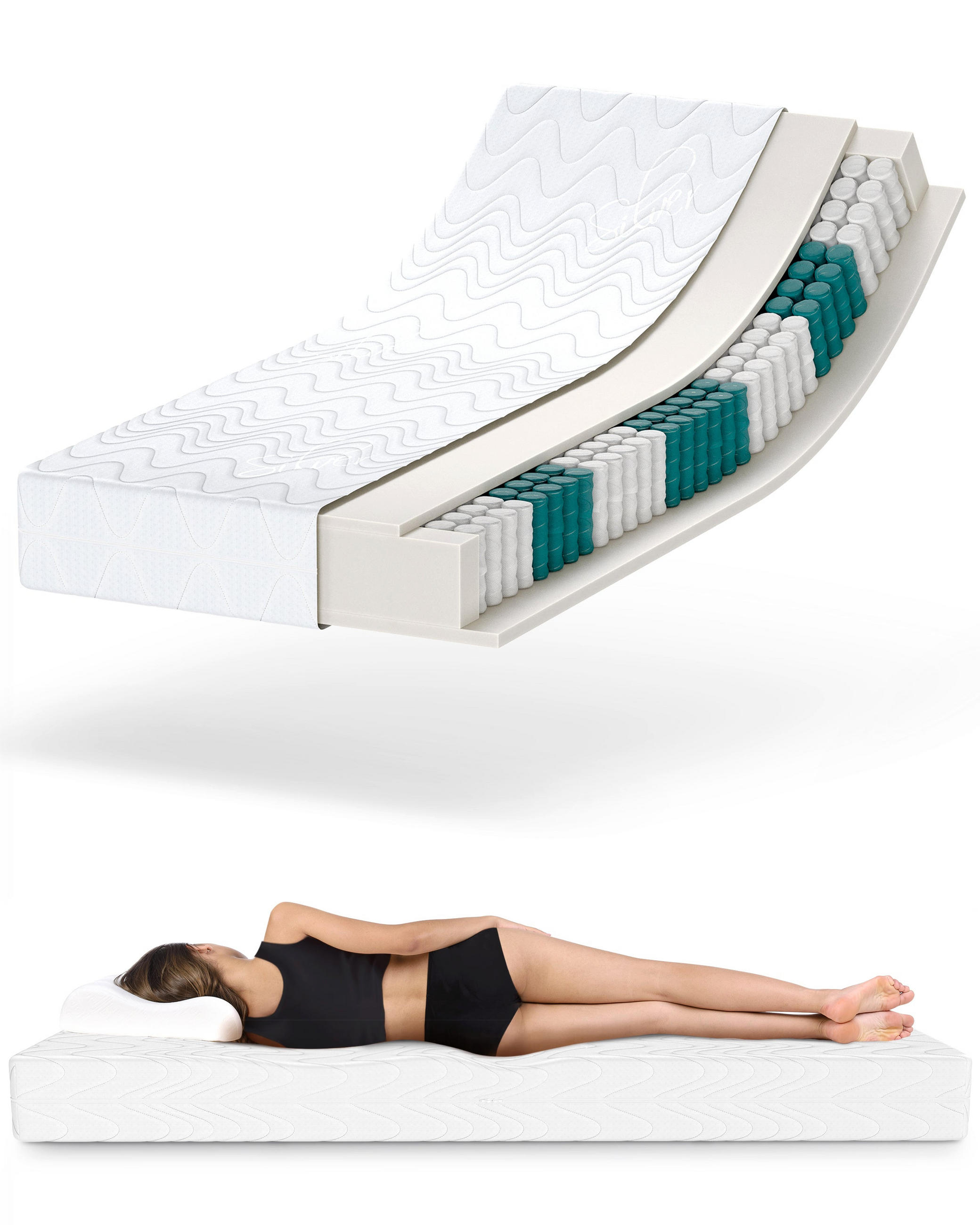 MATRATZE H2 140x200 cm – 7 Zonen Federkernmatratze 18 cm – Kaltschaum Komfortpolsterung – atmungsaktive Matratze mit waschbarem Bezug - Weiß, Textil (140/200cm) - Mister Sandman