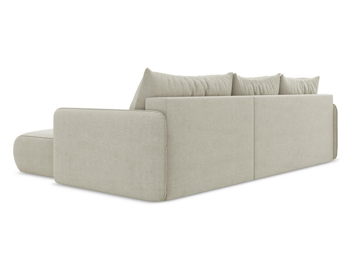 ECKSOFA mit Schlaffunktion Strukturstoff Stoff Beige - Beige/Creme, Kunststoff/Textil (240/148cm) - Makamii