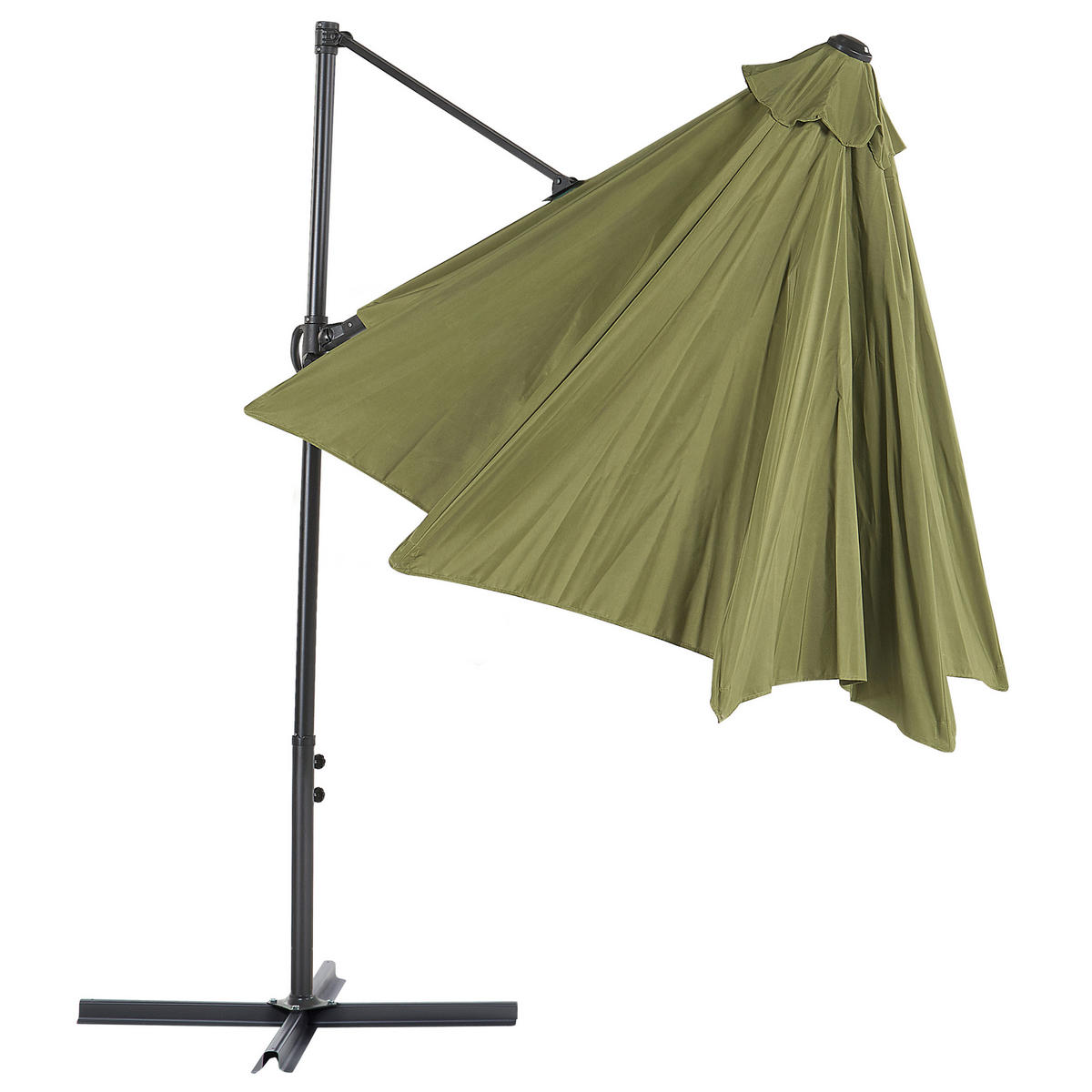 AMPELSCHIRM olivgrün/schwarz 295 cm Savona II - Schwarz/Grün, Textil (295/295cm) - Beliani