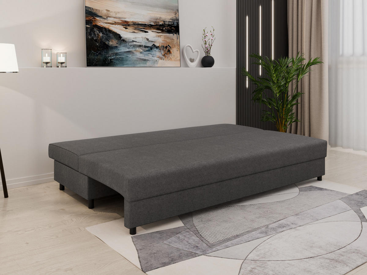 SCHLAFSOFA Facile mit Bettkasten – Moderne 2-in-1 Couch mit Stauraum, dunkelgrau - Dunkelgrau, Holz (194/48/71cm) - Panda Möbel