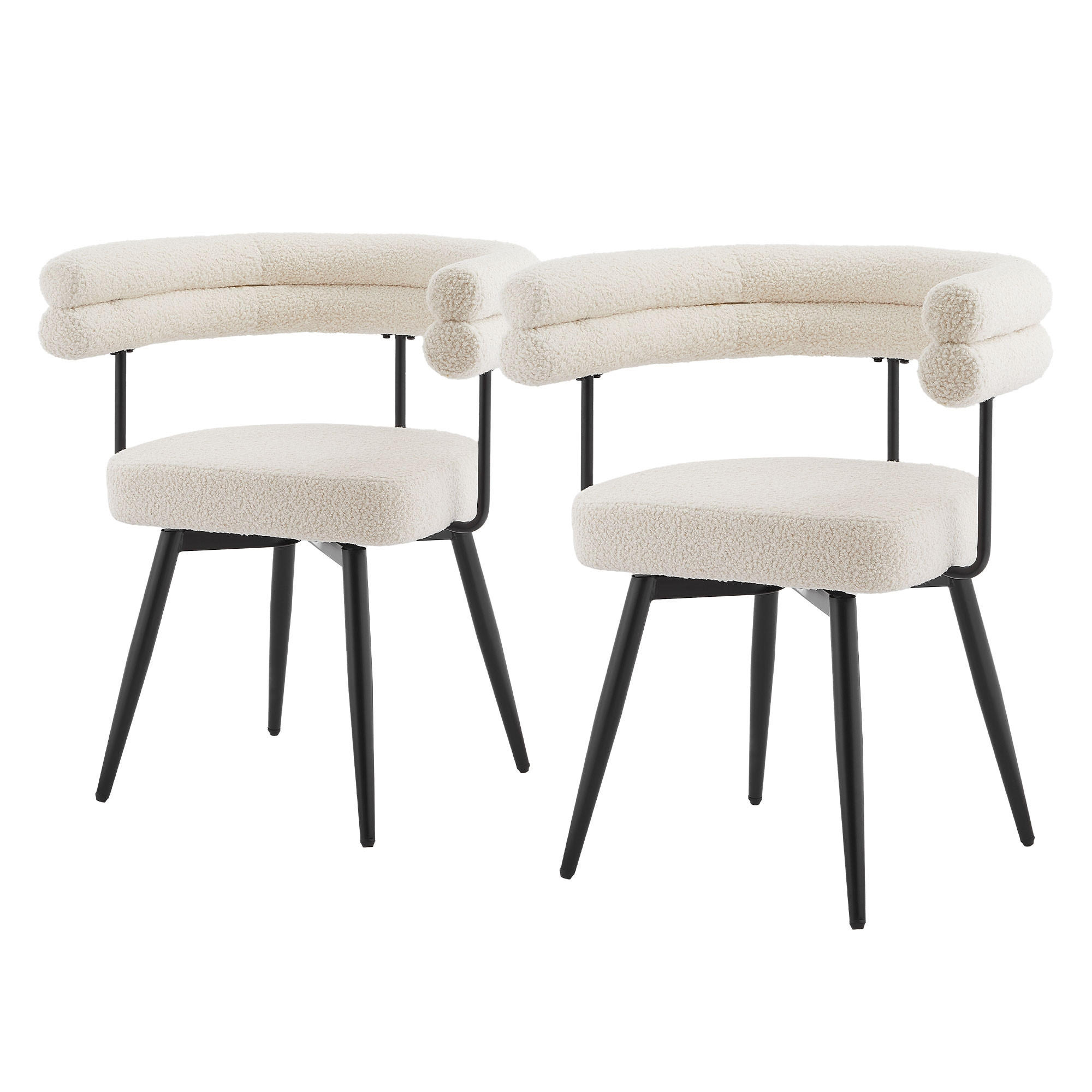 JÍDELNÍ ŽIDLE otočné, sada 2 ks, béžová plyšová látka - černá/béžová, kov/textil (63/75/55cm) - ML-DESIGN