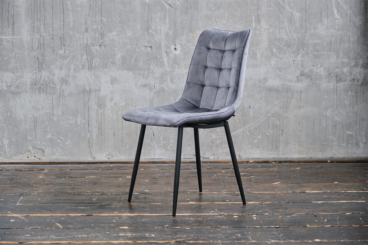 STUHL CLARA Grau Velvet - Grau, Textil (48/88/60cm) - KAWOLA