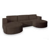WOHNLANDSCHAFT VEZZO P Braun Kordstoff mit Schlaffunktion - Braun, Holz (347/85/174cm) - MASSENO