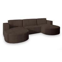 WOHNLANDSCHAFT VEZZO P Braun Kordstoff mit Schlaffunktion - Braun, Holz (347/85/174cm) - MASSENO
