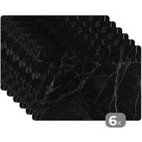 PLATZSETS 6er-Set Schwarz - Marmor 45x30 cm Tischset - Graphitfarben, Kunststoff (0.3/45/30cm) - MuchoWow