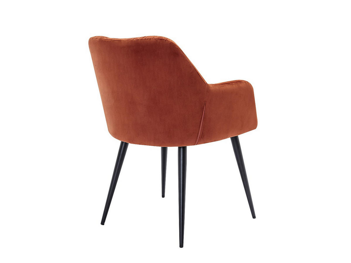 STUHL mit Armlehnen 6er-Set - Samt & Metall - Terracotta - PEGA - Braun, Textil (62/78/58.5cm) - Pascal Morabito