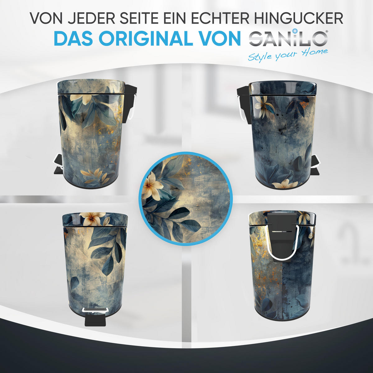 KOSMETIKEIMER Lilybud - Gelb/Grau, Kunststoff/Metall (17/25/25cm) - Sanilo