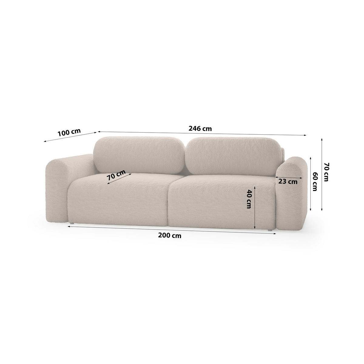 SOFA mit Schlaffunktion Thekla, Braun - Braun, Textil (246/70/100cm) - Fedve