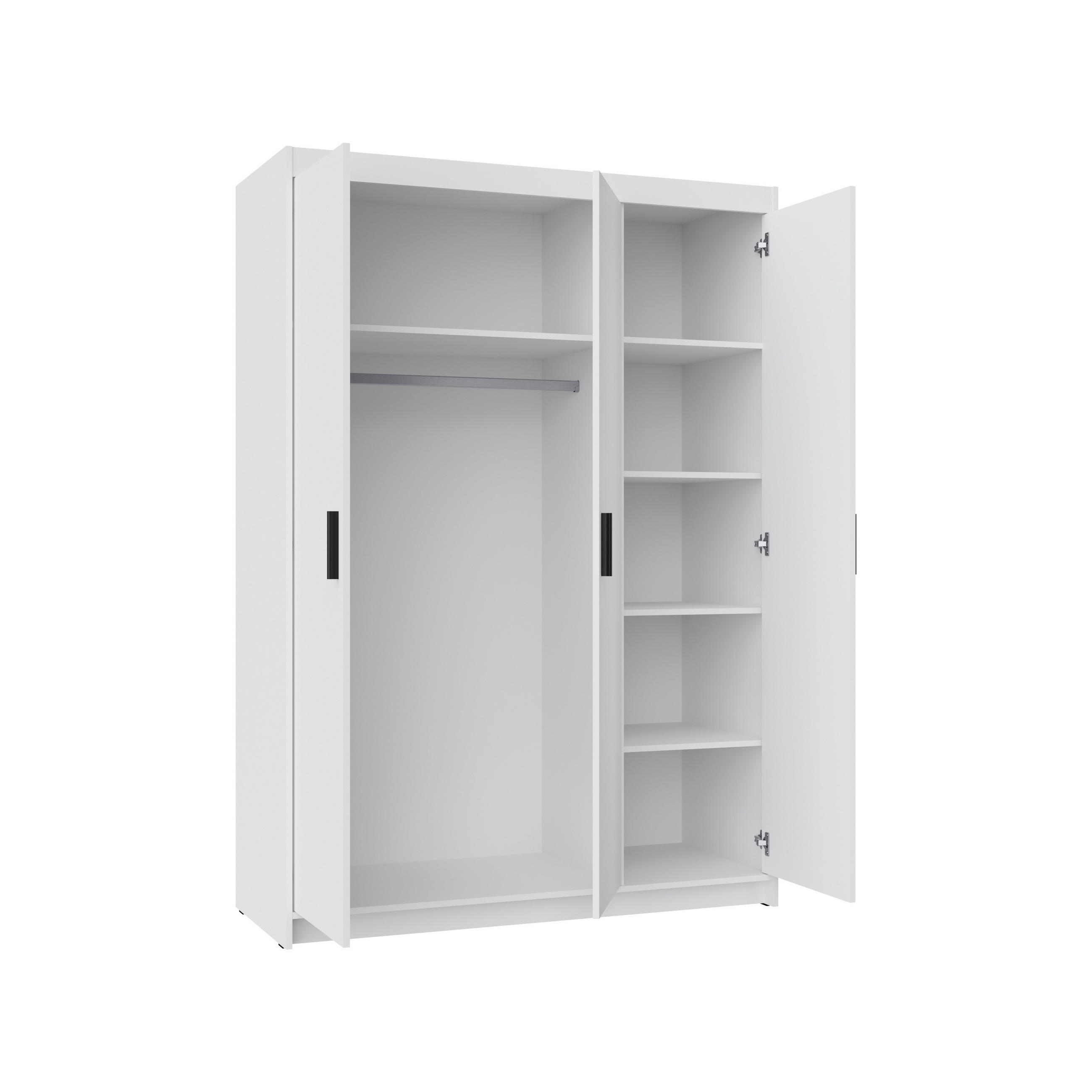 KLEIDERSCHRANK Storicos Weiß 133/190,5/53 cm - Modern 3-türig - Weiß, Holzwerkstoff/Kunststoff (133/190.5/53cm) - AX Living