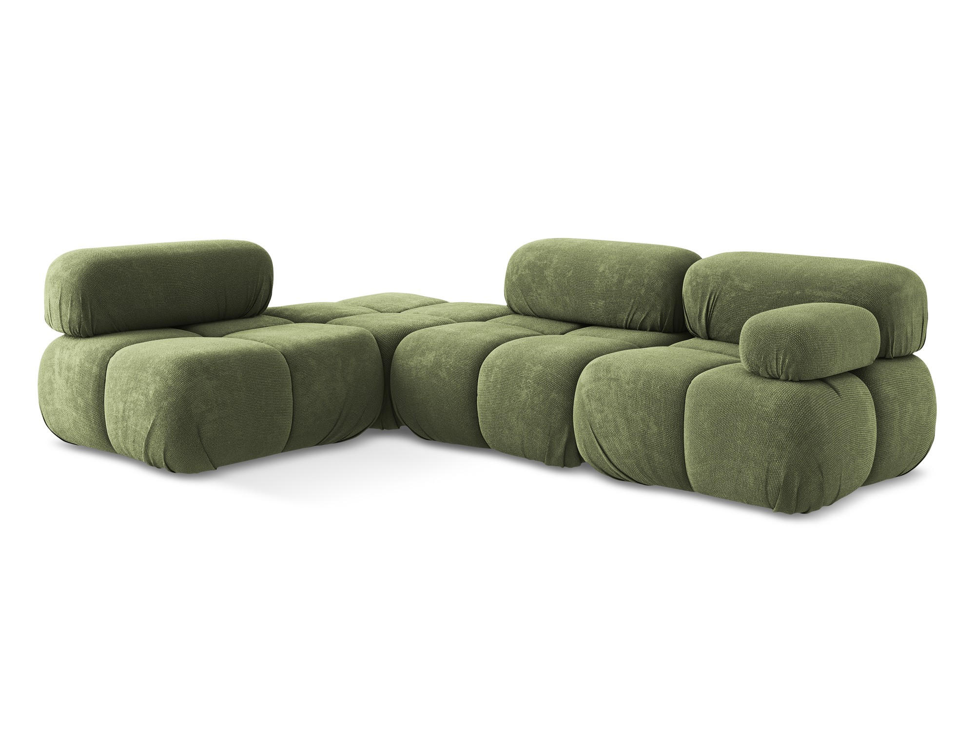 ECKSOFA Links Chenille Stoff Grün - Schwarz/Grau, Kunststoff/Textil (190/285cm) - Makamii