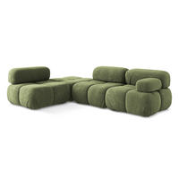 ECKSOFA Links Chenille Stoff Grün - Schwarz/Grau, Kunststoff/Textil (190/285cm) - Makamii