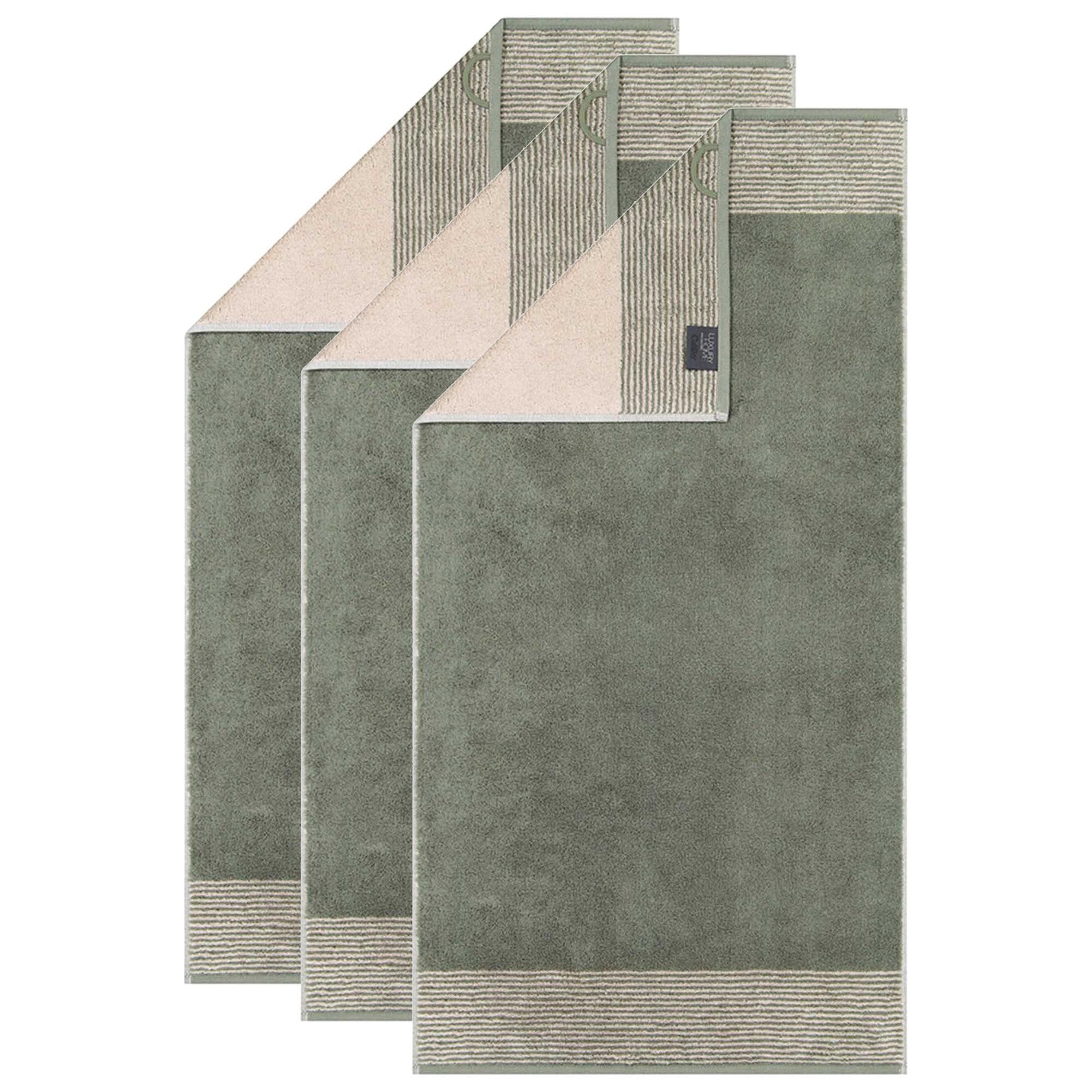 HANDTUCH Unisex Luxury Home Two-Tone Grün 3er Pack Baumwolle - Grün, Textil (100/50cm) - Cawoe