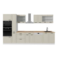 KÜCHENZEILE R-Line, Sand Landhaus/Weiß, 350 cm Arbeitsplatte Goldkraft Eiche - Beige/Weiß, Holzwerkstoff (350/206.8/60cm) - Vicco