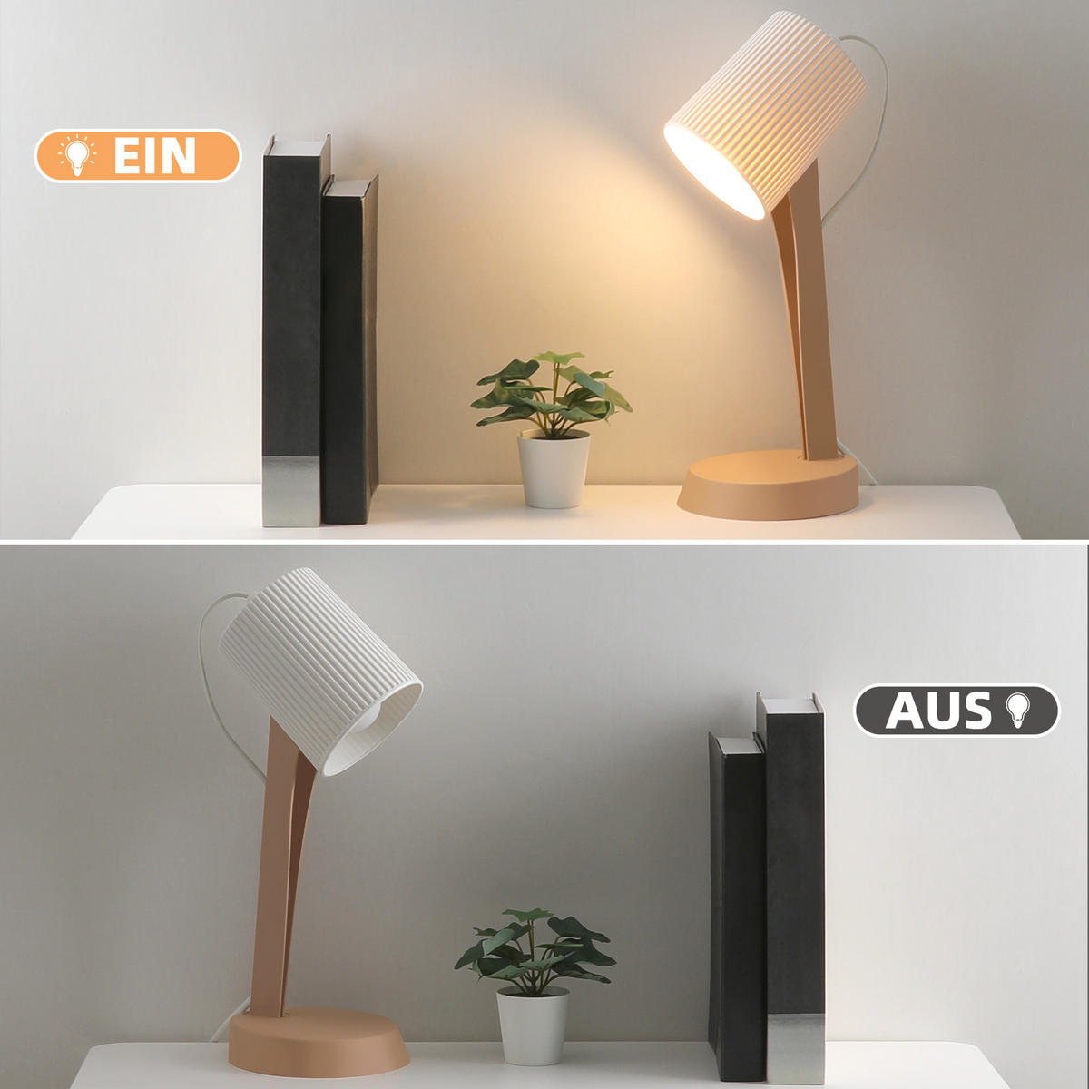TISCHLEUCHTE Nauman (2er-Set) - Braun, Kunststoff (37.4/14/19.5cm) - Nettlife