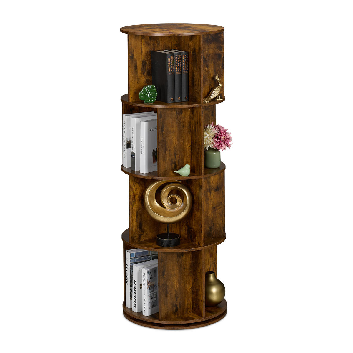 BÜCHERREGAL - Braun, Holzwerkstoff/Metall (50/137/50cm) - Relaxdays