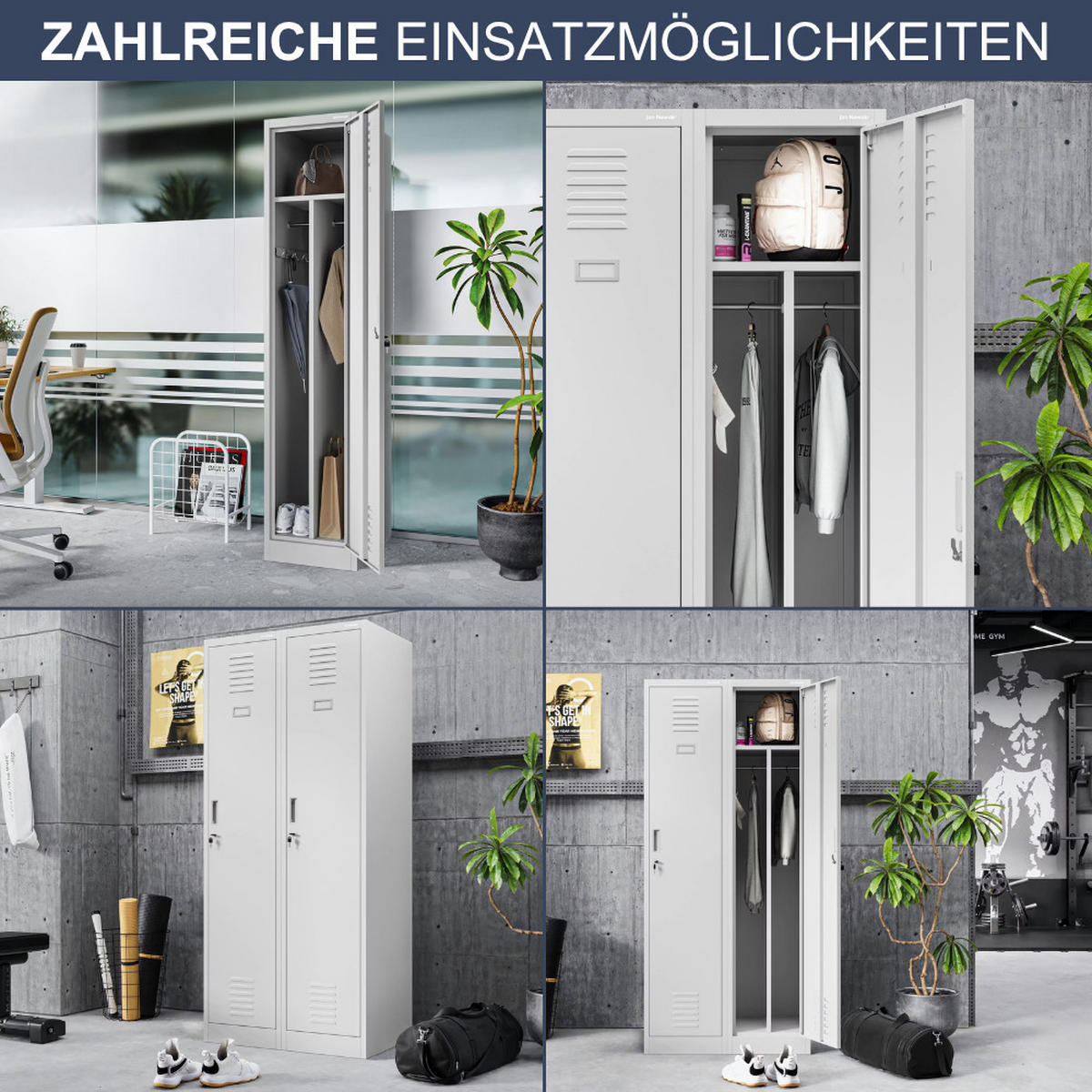 UMKLEIDESCHRANK Spind KACPER 1 Abteil 180x40x50cm Grau - Grau, Metall (40/180/50cm) - Jan Nowak