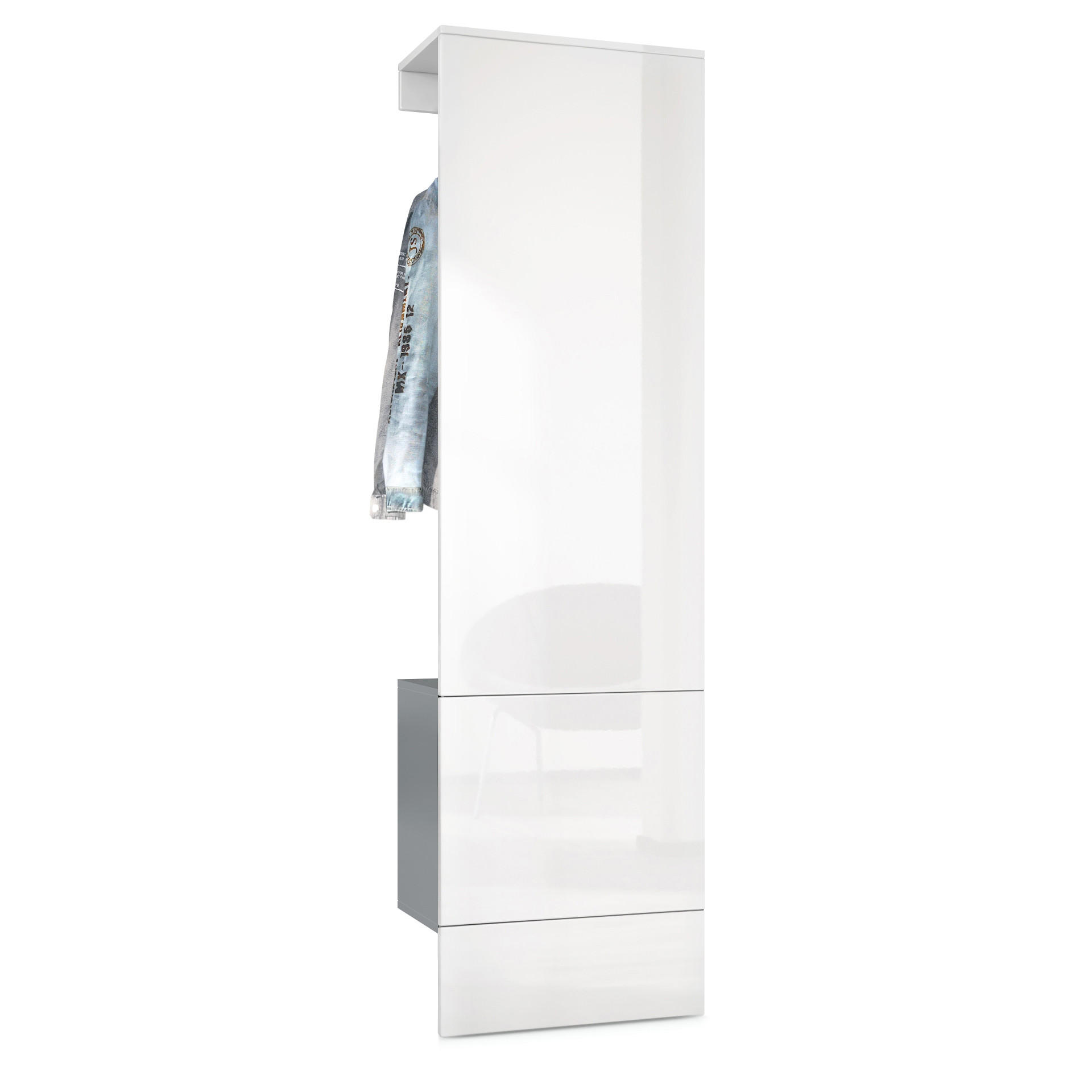 Vladon Garderobe Weiß Hochglanz 52x193x35 cm