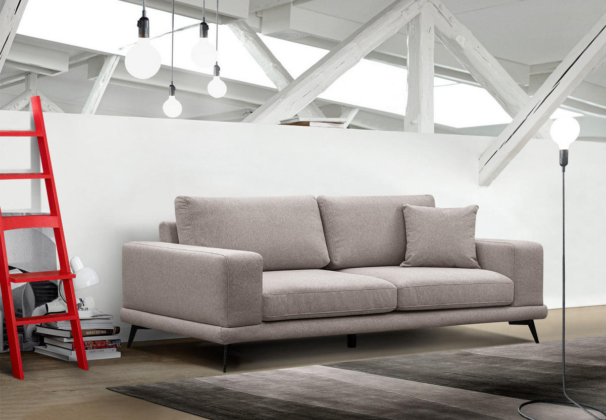 SOFA MEDIOLANE 3-Sitzer, taupe - Taupe, Holzwerkstoff/Textil (233/87/96cm) - Courtois Laville