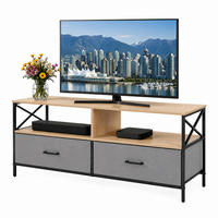 TV-KOMODA greige-crna ladice od tkanine 120 cm - višebojno, drvni materijal/metal (120/50/40cm) - Relaxdays