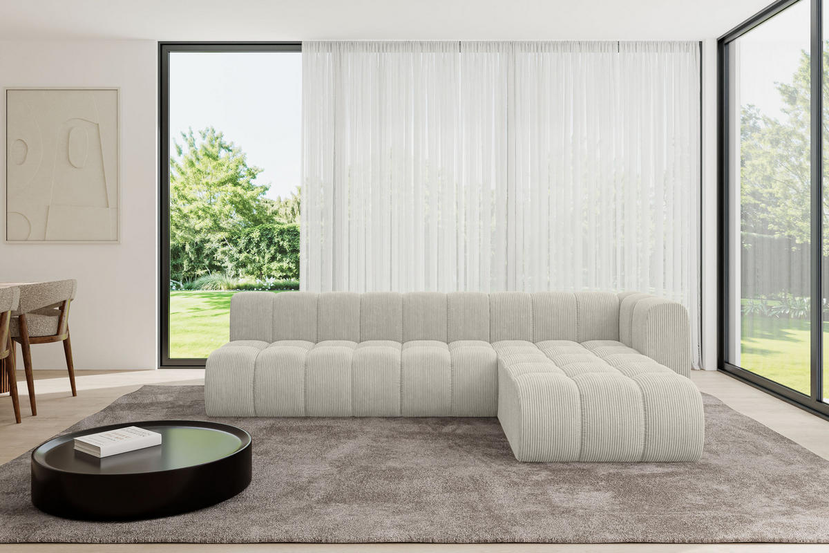 ECKSOFA modulares Sofa Darnel-L2 - 296x177x70 cm Creme - Hellgrau/Creme, Holzwerkstoff/Textil (296/177cm) - ALTDECOR