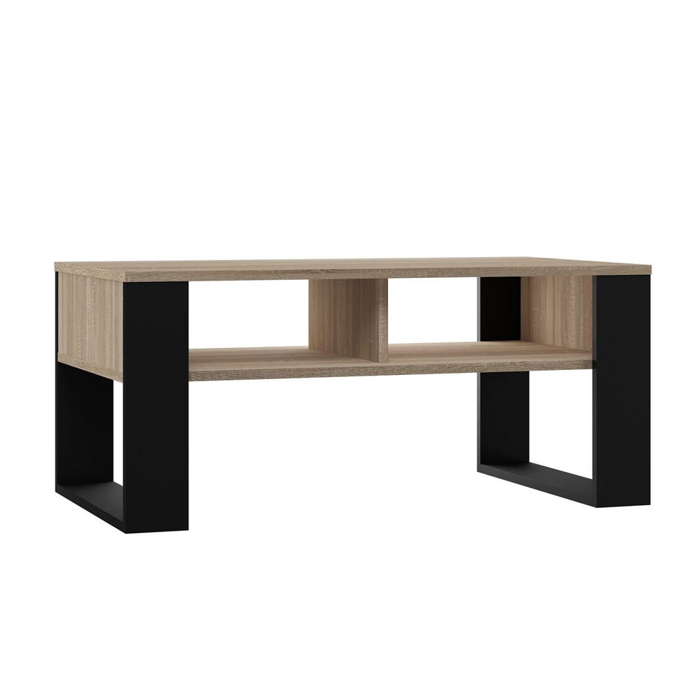 COUCHTISCH Sonoma, Schwarz 90/50/58 - Schwarz/Sonoma Eiche, Holzwerkstoff (58/90/50cm) - RAUMHIRSCH FURNITURE