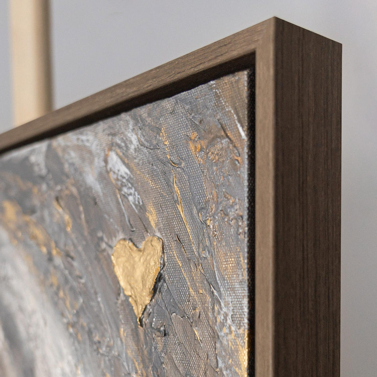GEMÄLDE Goldene Tiefe Schattenfugenrahmen Grau 70x50 cm - Grau, Holz (70/50cm) - YS-art gallery