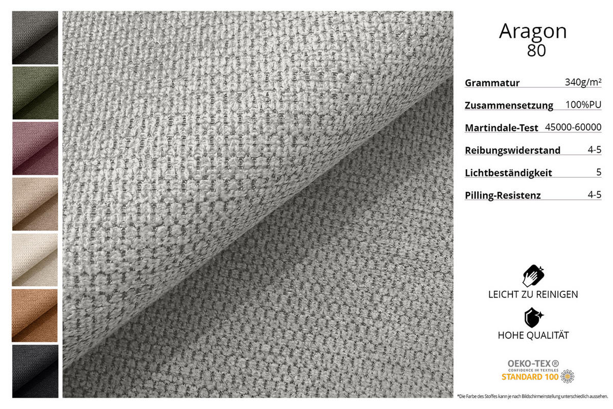 ECKSOFA mit Schlaffunktion und Bettkasten LIRA-L - 264x172x89 Hellgrau - Hellgrau, Holzwerkstoff/Textil (264/172cm) - ALTDECOR