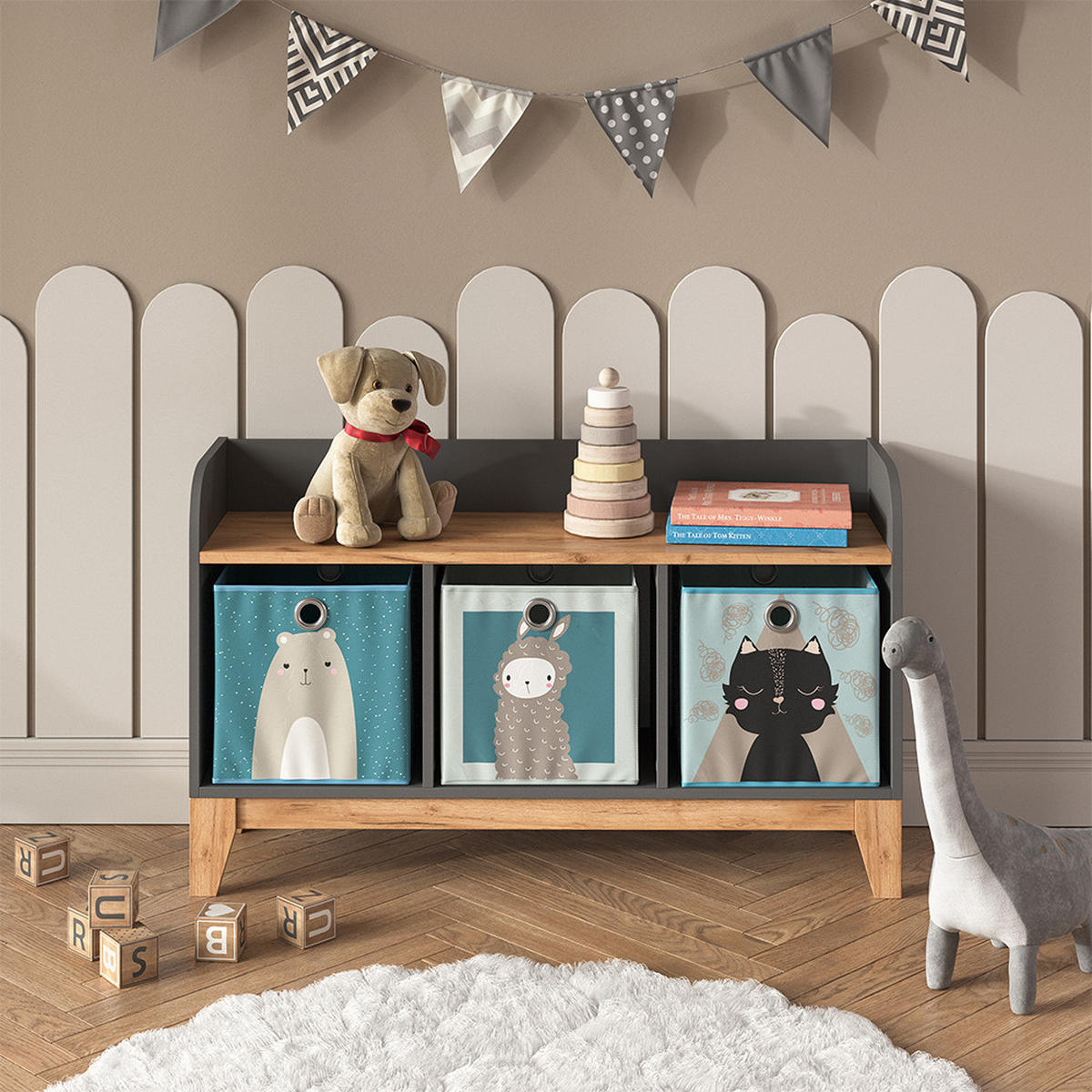 KINDERSITZBANK Malia Grau/Artisan 107.2 x 63.8 cm - Grau, Holzwerkstoff (107.2/63.8/30.6cm) - VitaliSpa