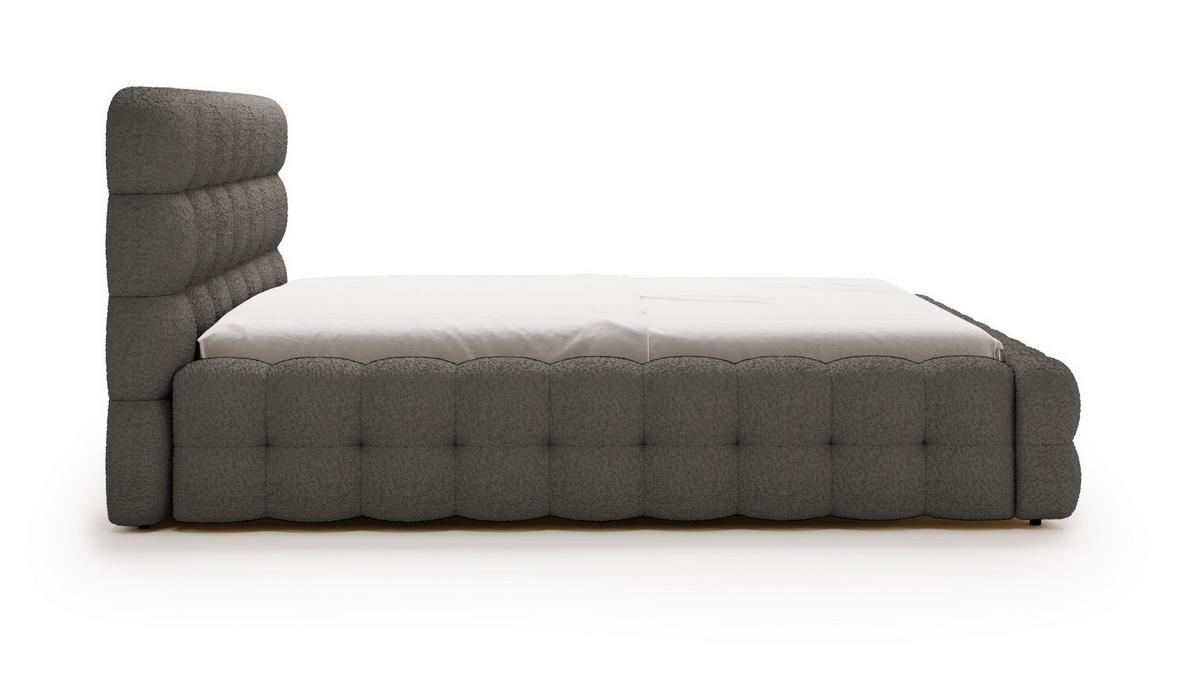 POLSTERBETT 140x200 cm Parlas Bis, Bettkasten, Lattenrost, Boucle, Dunkelgrau - Dunkelgrau, Holz/Textil (140/200cm) - Emporius
