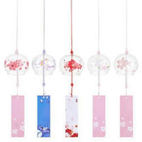 WINDSPIEL 5-teiliges Set Glas Kirschblütenmotiv Japanisch - Multicolor, Glas (42/6.9/1cm)